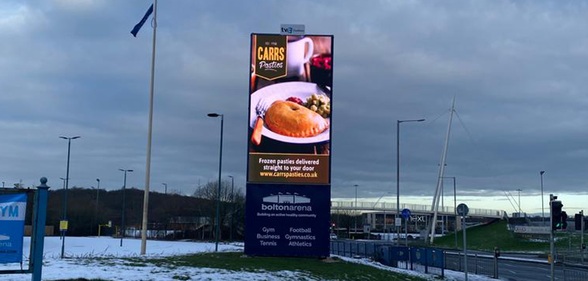 TVC Outdoor LED Screen Carrs Pasties Advertisement